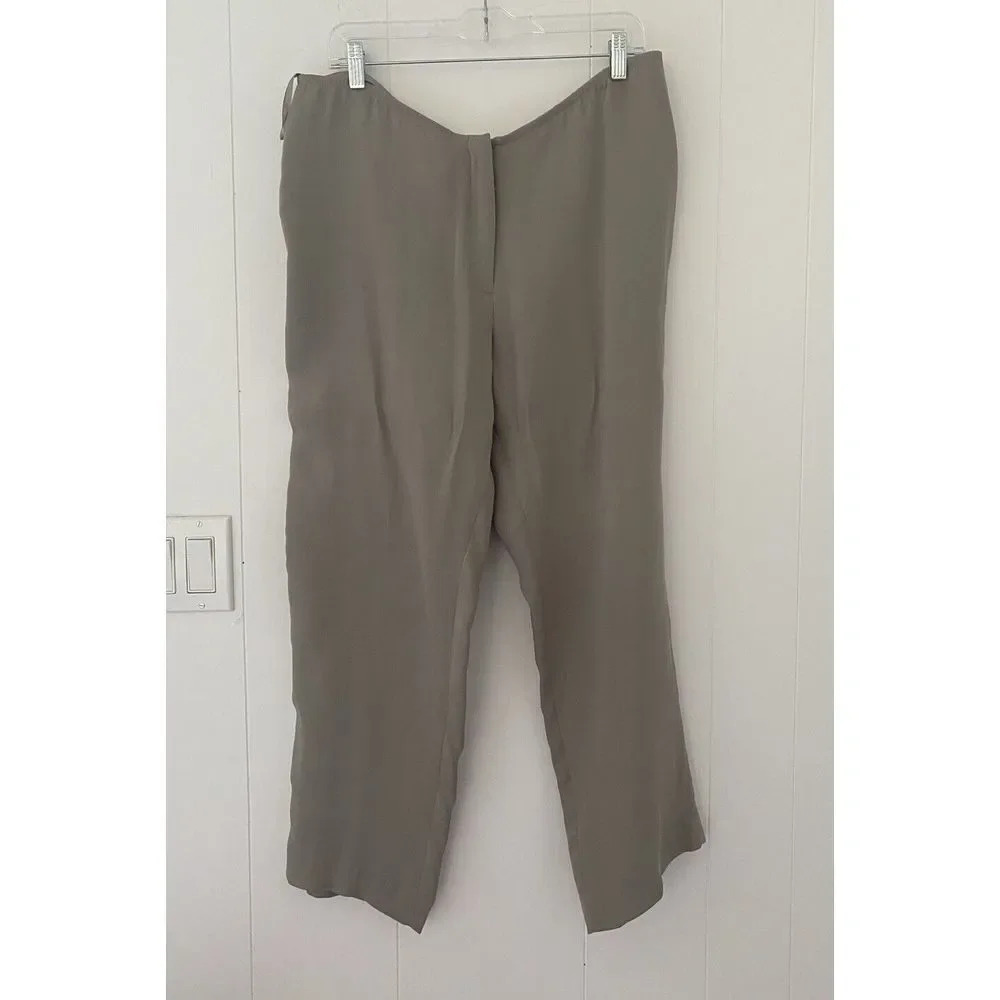 Eileen Fisher Gray Pull On Elastic Waist Lightweight Pants Size Large